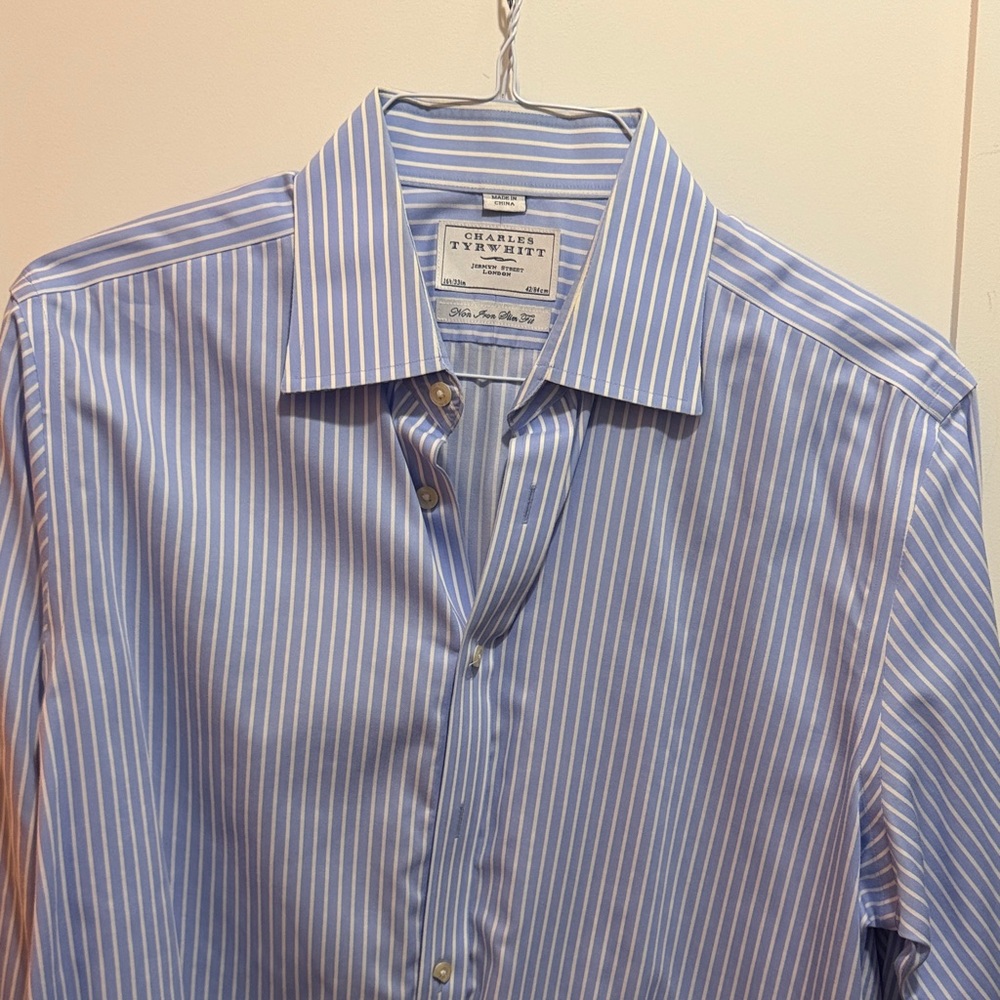 Charles Tyrwhitt Light Blue Pinstripe Dress Shirt